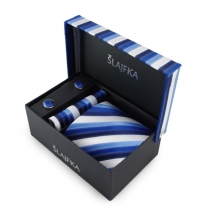 Dárkový set mikrovláknová kravata (modrá, bílá)