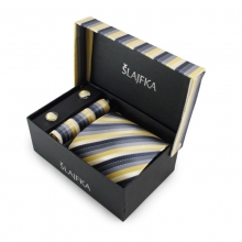 Dárkový set mikrovláknová kravata (šedá, žlutá)