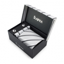 Dárkový set mikrovláknová kravata (bílá, černá)
